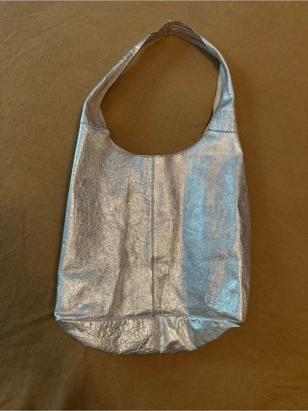Haute Hippie Metallic Silver 100% Leather Shoulder Hobo Bag - Picture 2 of 7